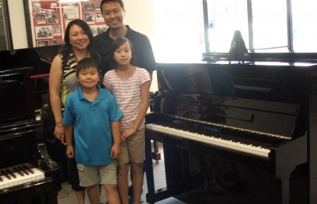 Josephine Koh and Family with their new Kingsburg Studio Piano