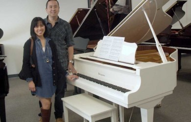The Nguyens and their Bergmann Baby Grand Piano